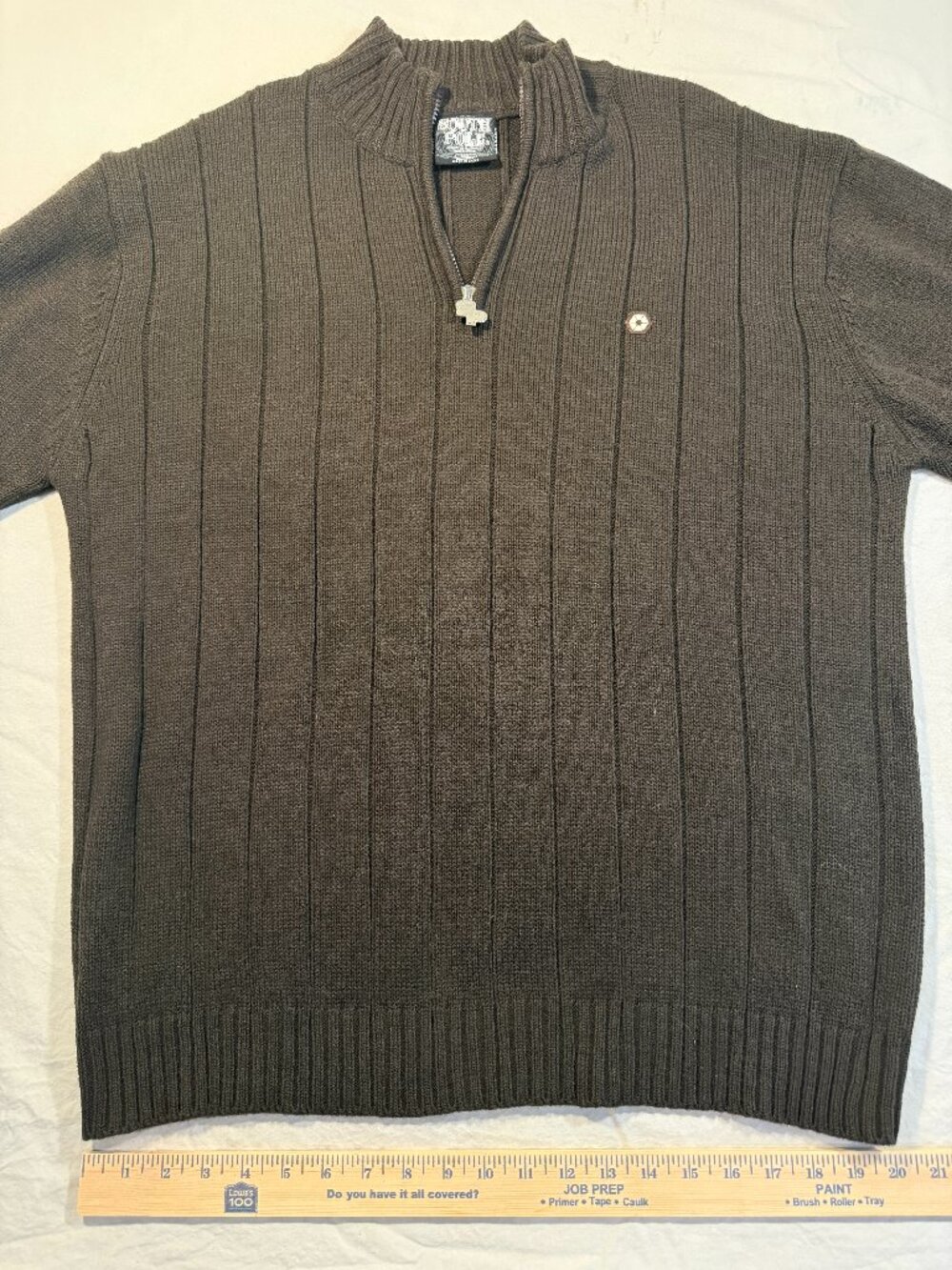 Southpole Brown 1/4 Zip Sweater Ribbed Y2K Pullover Men's XL Christmas Gift
